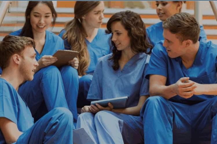 Medical students having a conversation